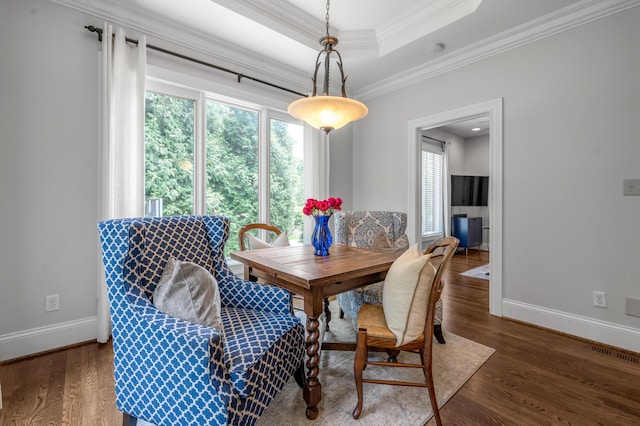 103 Windridge Dr, Nicholasville, KY 40356 - dining room featuring wood finished floors, ornamental molding, and a raised ceiling
