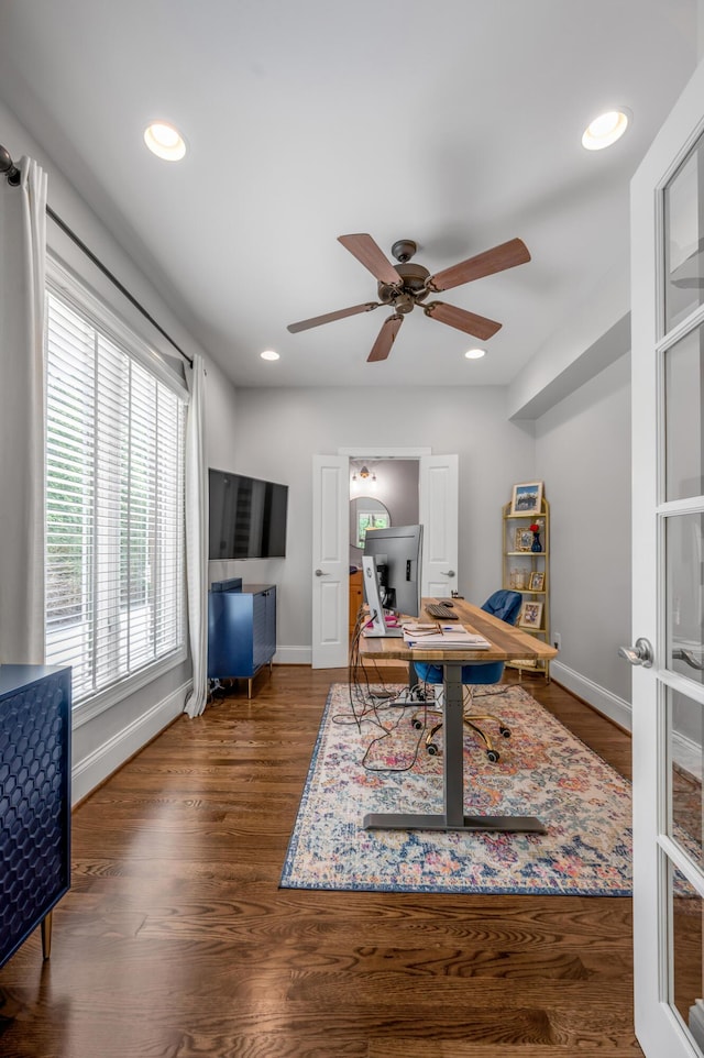 103 Windridge Dr, Nicholasville, KY 40356 - office with ceiling fan, wood finished floors, and recessed lighting