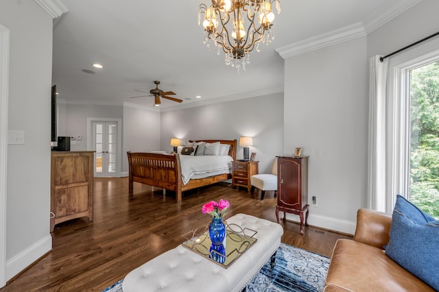 103 Windridge Dr, Nicholasville, KY 40356 - bedroom featuring wood finished floors, ornamental molding, recessed lighting, and a chandelier