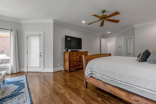 103 Windridge Dr, Nicholasville, KY 40356 - bedroom featuring wood finished floors, recessed lighting, ornamental molding, and ceiling fan