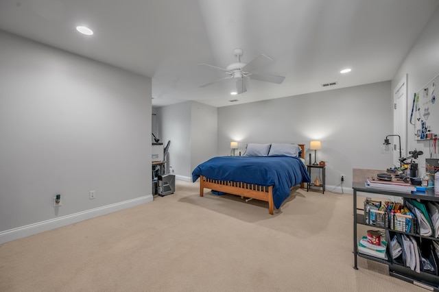 103 Windridge Dr, Nicholasville, KY 40356 - bedroom featuring light colored carpet, recessed lighting, and ceiling fan