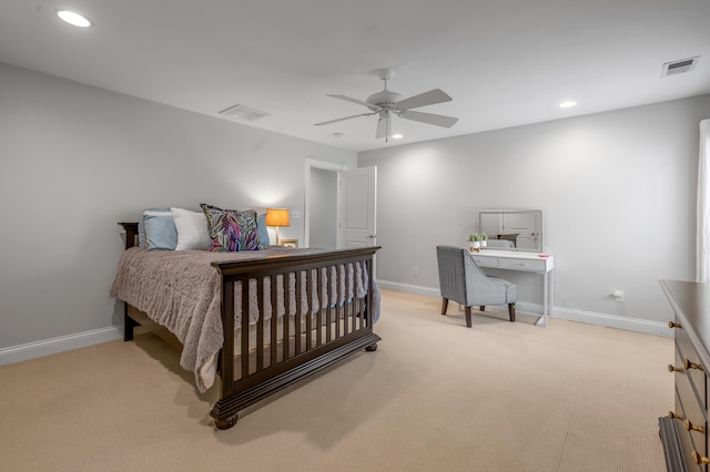 103 Windridge Dr, Nicholasville, KY 40356 - bedroom featuring light colored carpet, recessed lighting, ceiling fan, and an office area