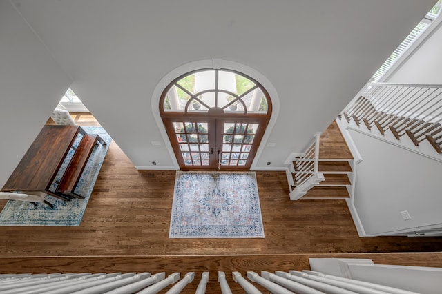 103 Windridge Dr, Nicholasville, KY 40356 - foyer entrance with french doors, wood finished floors, a high ceiling, and stairway