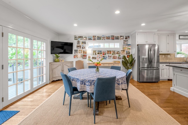 341 Kingsway Dr, Lexington, KY 40502 - dining space with ornamental molding, recessed lighting, and light wood-type flooring