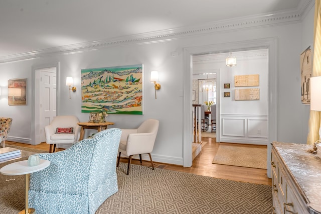 341 Kingsway Dr, Lexington, KY 40502 - living area featuring ornamental molding and light wood-type flooring