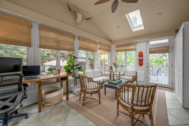 341 Kingsway Dr, Lexington, KY 40502 - sunroom featuring vaulted ceiling, a skylight, and healthy amount of natural light