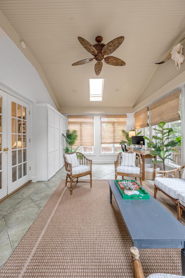 341 Kingsway Dr, Lexington, KY 40502 - sunroom / solarium with french doors, vaulted ceiling, and a skylight