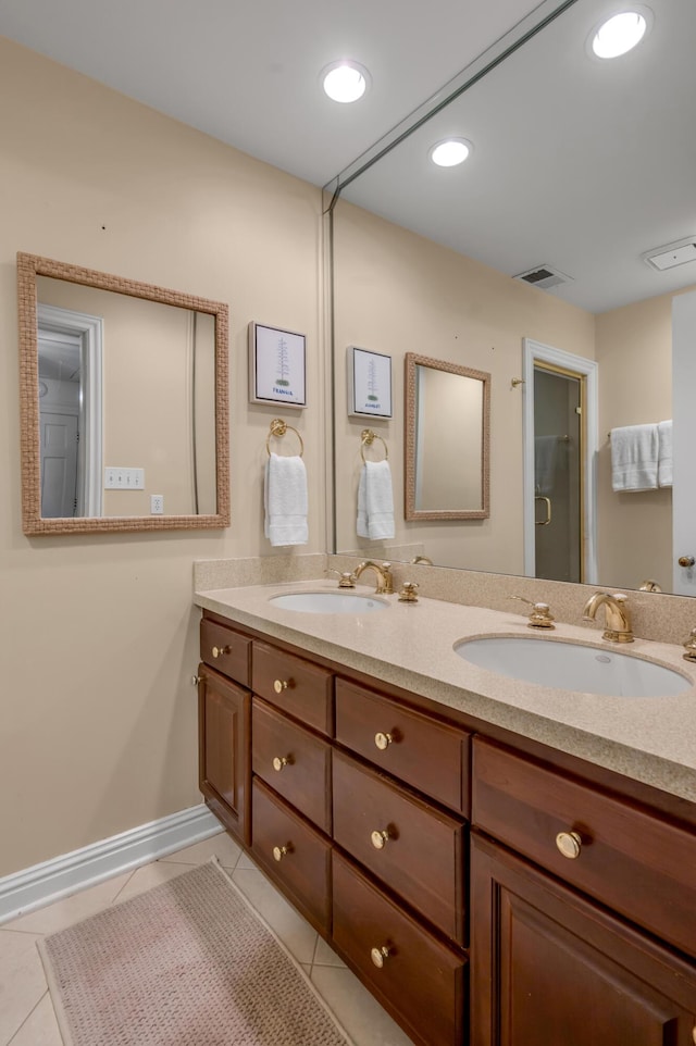 341 Kingsway Dr, Lexington, KY 40502 - full bathroom featuring tile patterned flooring, double vanity, and recessed lighting