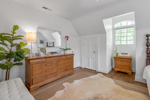 341 Kingsway Dr, Lexington, KY 40502 - bedroom featuring vaulted ceiling and wood finished floors