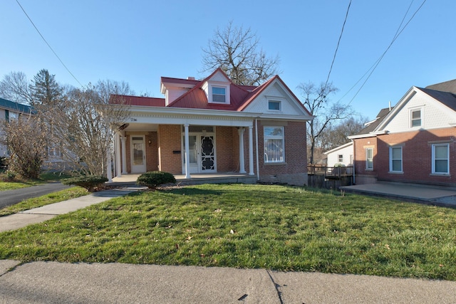 236 W High St, Mt Sterling, KY 40353 - view of front facade featuring a porch, brick siding, and crawl space