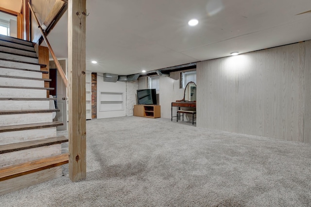 236 W High St, Mt Sterling, KY 40353 - finished below grade area featuring carpet floors, stairway, and recessed lighting