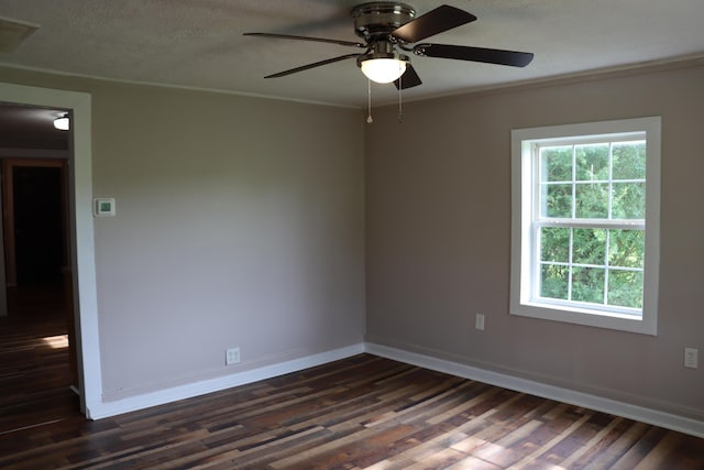 2721 E Ringgold, Somerset, KY 42503 - spare room featuring healthy amount of natural light, dark wood-type flooring, ceiling fan, and a textured ceiling