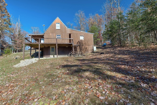 69 Side Run Rd, Wellington, KY 40387 - rear view of house with stairs and a deck