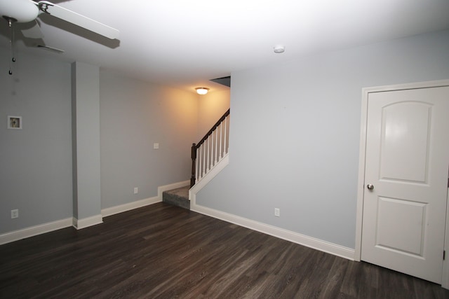 101 Corolla Cir, Georgetown, KY 40324 - unfurnished living room featuring dark wood finished floors, ceiling fan, and stairway