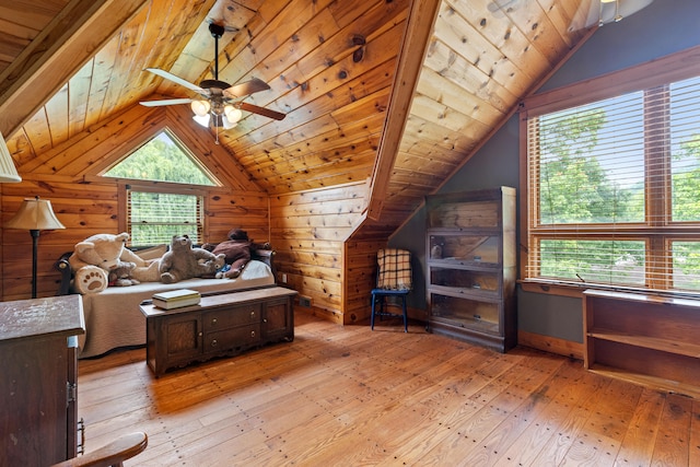 1836 Red Lick Rd, Berea, KY 40403 - bedroom featuring vaulted ceiling, light wood finished floors, wood ceiling, and wood walls