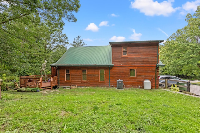 1836 Red Lick Rd, Berea, KY 40403 - rear view of property featuring a deck, a yard, and a metal roof