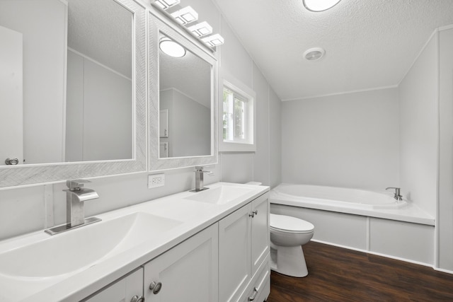 174 Sky Ln, Cynthiana, KY 41031 - full bath featuring a textured ceiling, wood finished floors, a bath, and double vanity