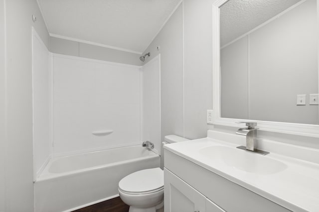 174 Sky Ln, Cynthiana, KY 41031 - bathroom with vanity, a textured ceiling, shower / bath combination, and wood finished floors