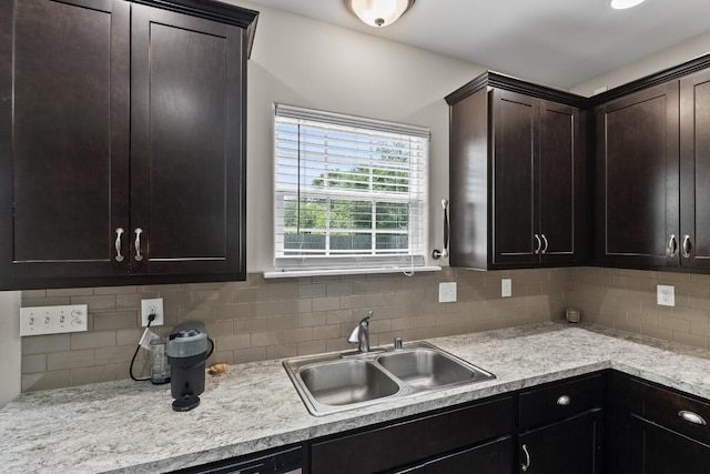 136 Meadowcrest Dr, Georgetown, KY 40324 - kitchen featuring light countertops, tasteful backsplash, and dark brown cabinetry