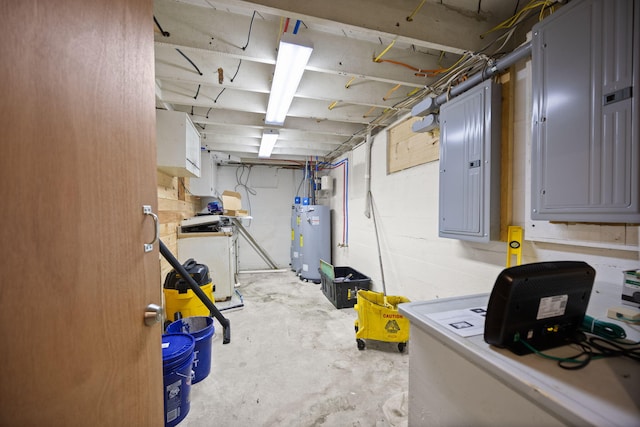 9209 W Hwy 80, Nancy, KY 42544 - unfinished basement featuring water heater and electric panel