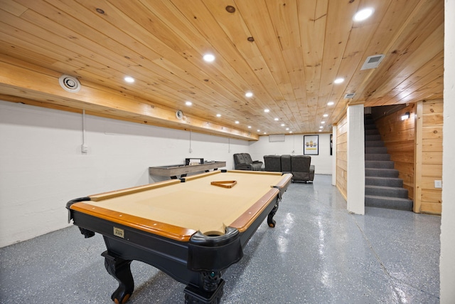 9209 W Hwy 80, Nancy, KY 42544 - game room with recessed lighting, billiards, and wooden ceiling