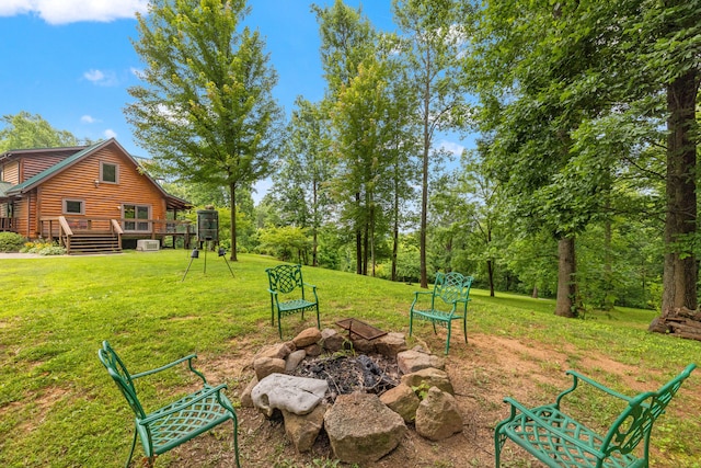 1564 High Ridge Rd, Middleburg, KY 42541 - view of green lawn with a wooden deck and a fire pit