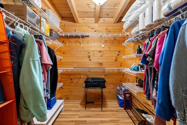 1564 High Ridge Rd, Middleburg, KY 42541 - walk in closet featuring light wood-style flooring and beam ceiling