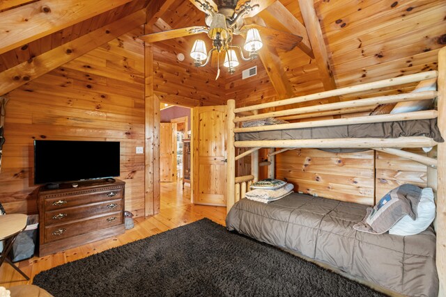 1564 High Ridge Rd, Middleburg, KY 42541 - bedroom with hardwood / wood-style flooring and wooden walls