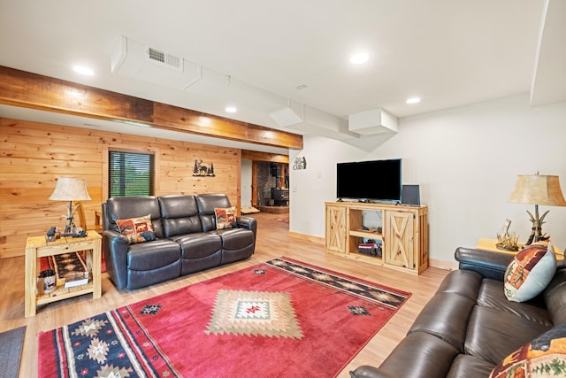 1564 High Ridge Rd, Middleburg, KY 42541 - living room with wood finished floors, recessed lighting, and wood walls