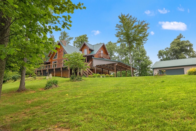 1564 High Ridge Rd, Middleburg, KY 42541 - view of grassy yard with a wooden deck and a garage