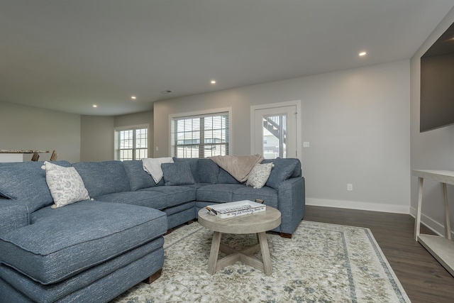 3536 Night Heron Way, Lexington, KY 40515 - living area with dark wood-style floors and recessed lighting