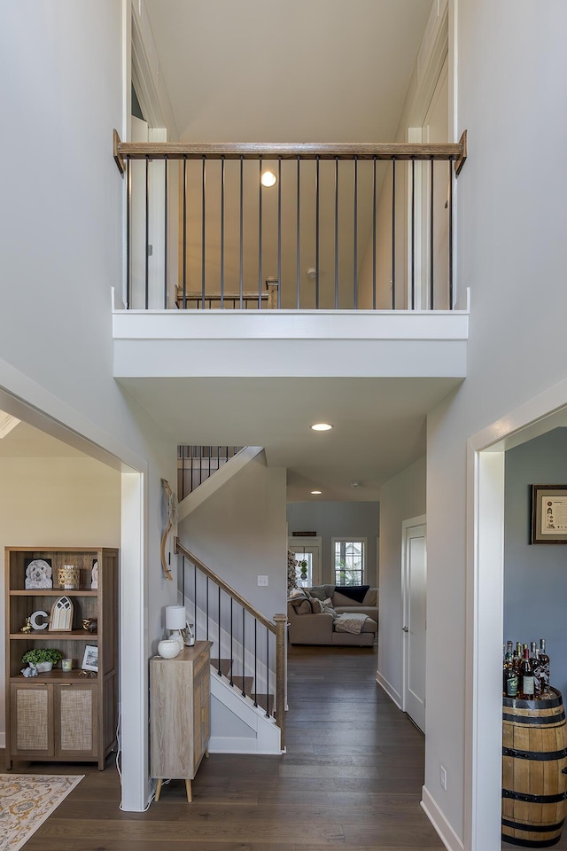 3536 Night Heron Way, Lexington, KY 40515 - stairway with a towering ceiling and wood finished floors