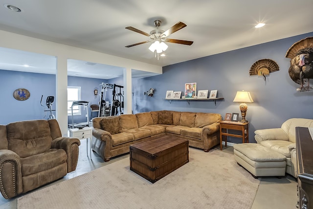 1011 Brown Store Rd, Lawrenceburg, KY 40342 - living area featuring ceiling fan and recessed lighting