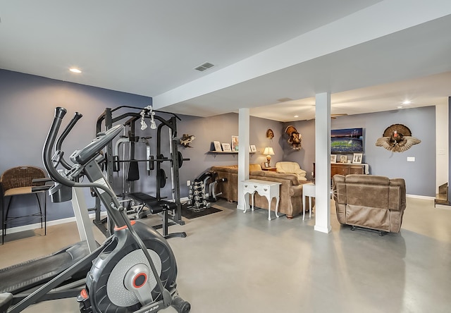 1011 Brown Store Rd, Lawrenceburg, KY 40342 - workout room with recessed lighting and baseboards