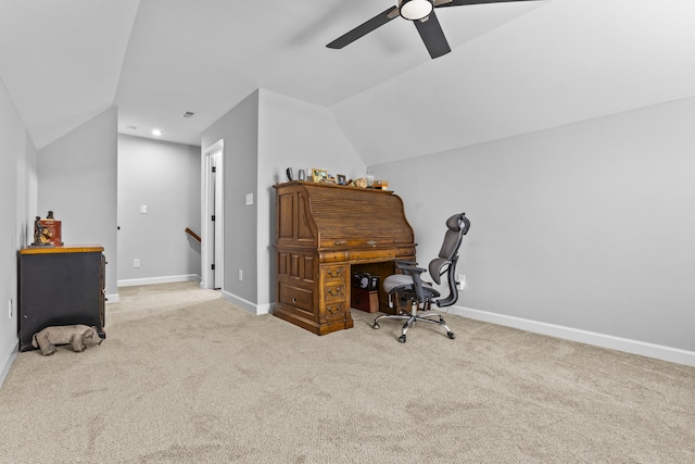 111 Kara Bryn Cv, Georgetown, KY 40324 - carpeted office space featuring vaulted ceiling and a ceiling fan