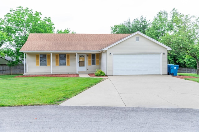 1206 Melanie Ct, Lawrenceburg, KY 40342 - single story home featuring driveway, a garage, covered porch, and roof with shingles