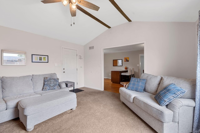 441 Cromwell Way, Lexington, KY 40503 - living area with vaulted ceiling, light carpet, and ceiling fan