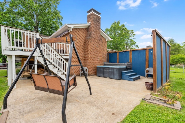 441 Cromwell Way, Lexington, KY 40503 - view of patio / terrace with a hot tub, stairs, and a wooden deck