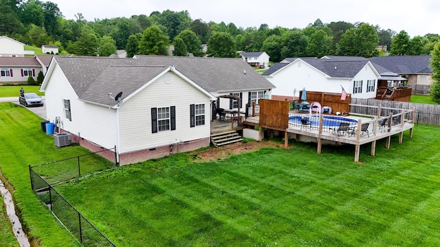 51 Stony Brook Dr, Corbin, KY 40701 - rear view of property with a deck, a fenced backyard, roof with shingles, crawl space, and a residential view