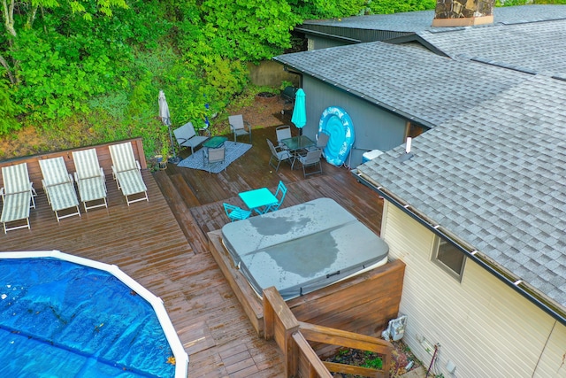 1211 Forest Circle Dr, Corbin, KY 40701 - view of pool with a hot tub, a deck, and outdoor dining area