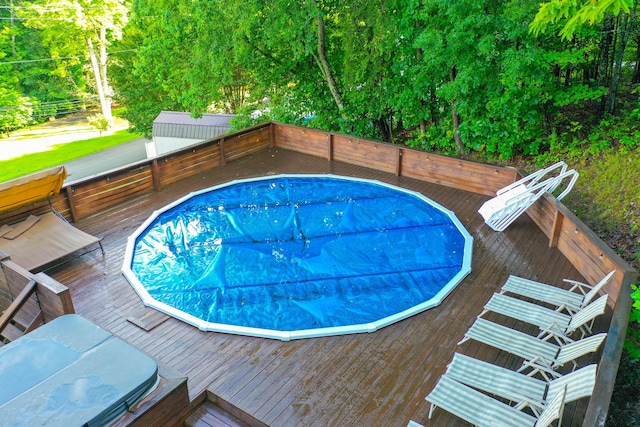 1211 Forest Circle Dr, Corbin, KY 40701 - view of pool featuring a wooden deck and a covered pool