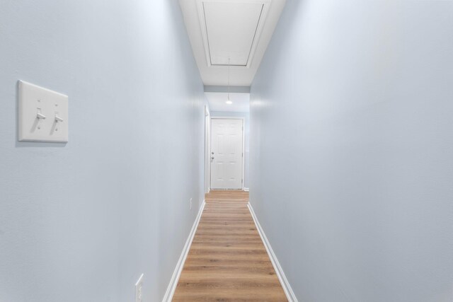 423 Perryville St, Harrodsburg, KY 40330 - corridor with attic access and light wood finished floors