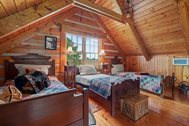 5045 Van Meter Rd, Winchester, KY 40391 - bedroom with wooden ceiling, wood-type flooring, and wood walls