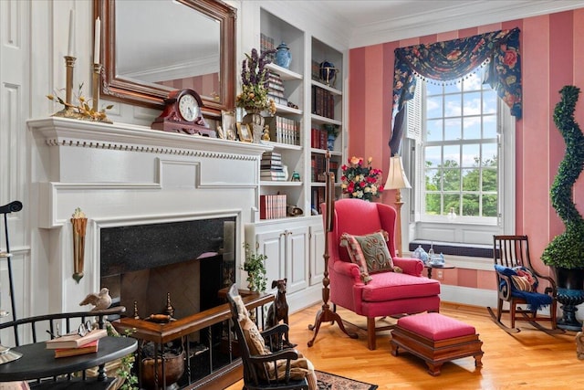 5045 Van Meter Rd, Winchester, KY 40391 - sitting room with ornamental molding, a fireplace, and wood finished floors