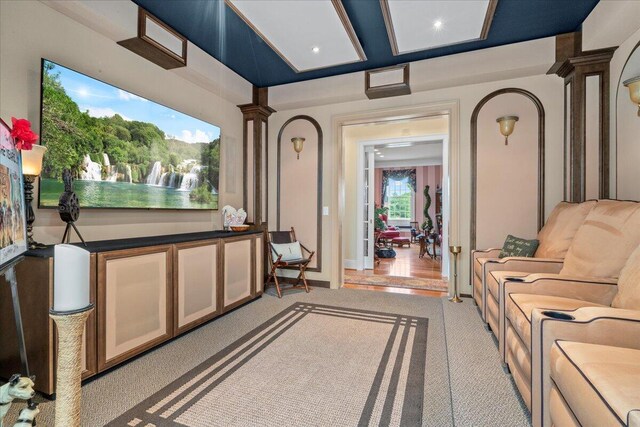 5045 Van Meter Rd, Winchester, KY 40391 - cinema room with ornate columns and light carpet
