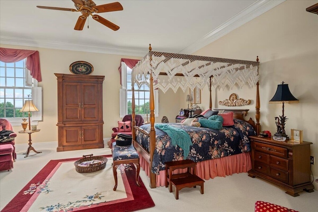 5045 Van Meter Rd, Winchester, KY 40391 - bedroom with crown molding, carpet flooring, and a ceiling fan