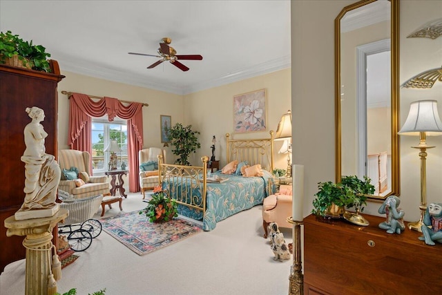 5045 Van Meter Rd, Winchester, KY 40391 - carpeted bedroom with ornamental molding, access to outside, and a ceiling fan