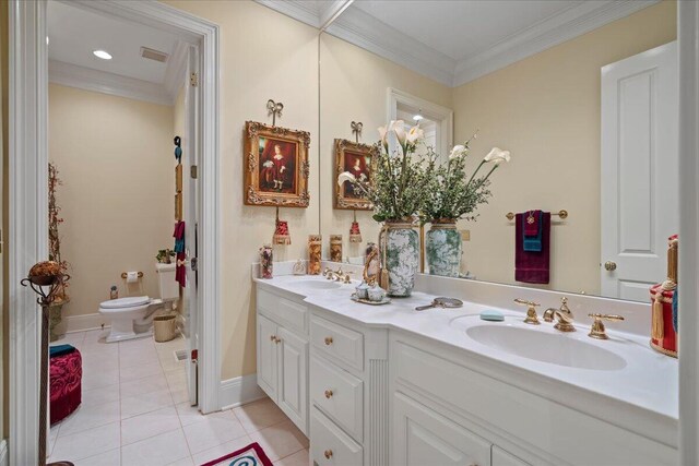 5045 Van Meter Rd, Winchester, KY 40391 - bathroom with double vanity, tile patterned floors, and ornamental molding