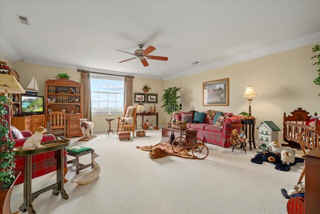 5045 Van Meter Rd, Winchester, KY 40391 - carpeted living area with a ceiling fan
