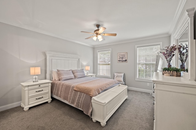 165 Rolling Meadows Dr, Stanford, KY 40484 - bedroom featuring dark carpet, crown molding, and a ceiling fan